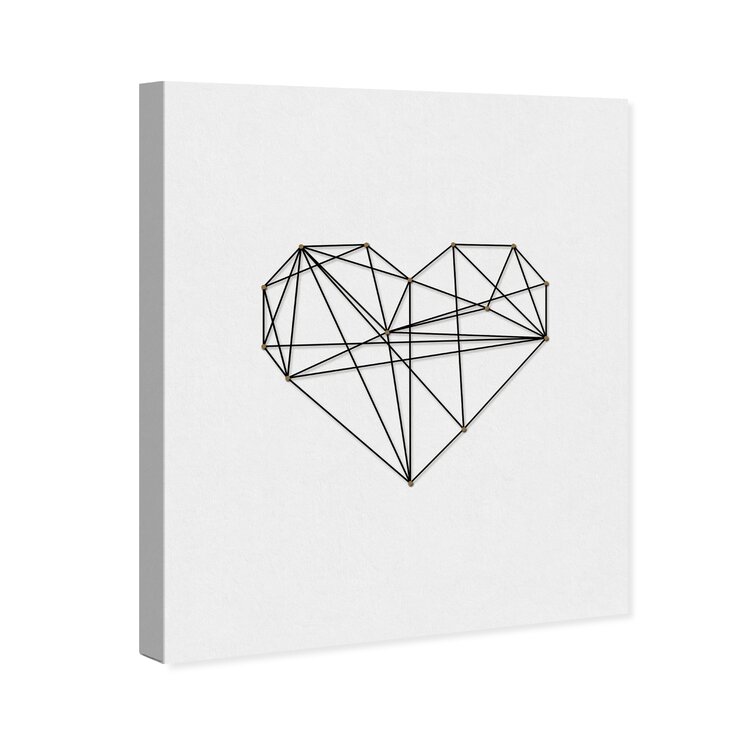 Geometric Heart String Art - Wrapped Canvas Graphic Art